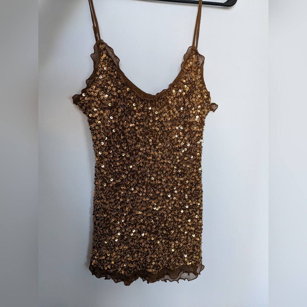 I.N.C Vintage Sequin Beaded Silk Tank Top